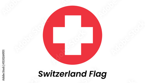 Swiss Cross: Red Circle, White Plus Sign, National Symbol