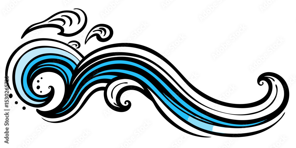 Fototapeta premium Stylized blue ocean waves design element