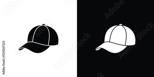 Black and White Baseball Cap Silhouette on Contrasting Background Split