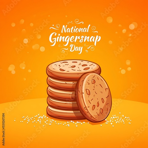 A stack of delicious gingersnaps sits on a vibrant orange background for national gingersnap day photo