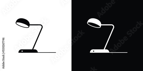 Black and White Desk Lamp Illustration Modern Design on Contrasting Backgrounds