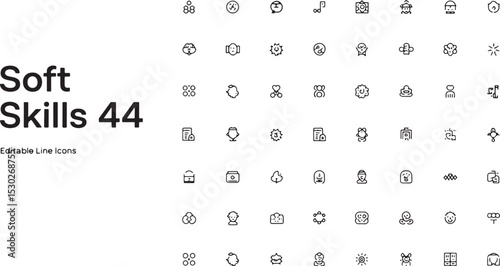 44 Soft Skills Line Icons Editable Vector Illustrations for Personal Qualities