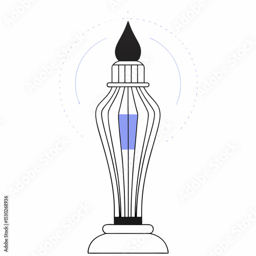 Illustration of a perfume bottle with a blue liquid inside