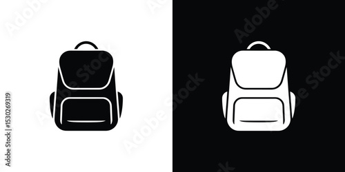 Black and White Isolated Backpack Icon Set, Simple Illustration for Design Purposes