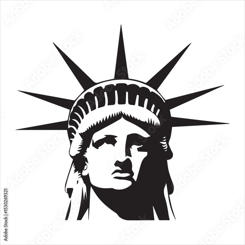 Canvas Print Statue of Liberty head vector icon