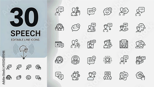Speech icons, Speech Line Editable  Icons set. Vector illustration in thin line modern style of message related icons (7)_traced