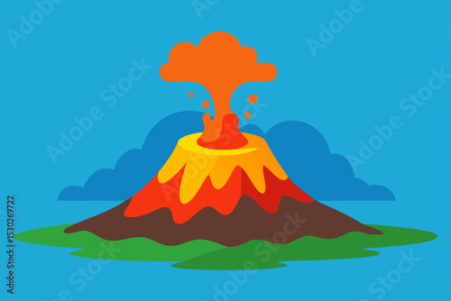 Volcanic Eruption Fiery Mountain, Magma Explosion, Nature's Power