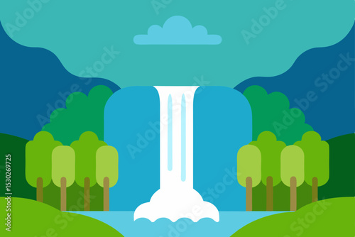 Serene Waterfall Landscape Nature's Tranquil Oasis