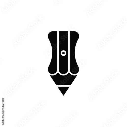Black and White Minimalist of a Pencil Sharpener Icon Design Element