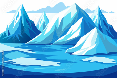 Glacier landscape vector illustration 
