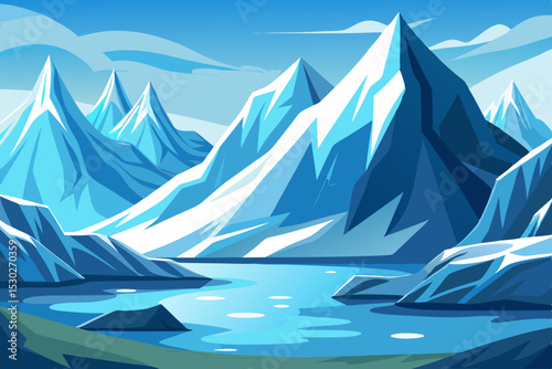 Glacier landscape vector illustration 