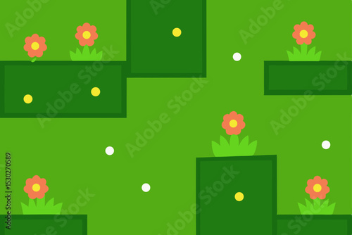 Blooming Green Maze A Simple Flat Design Game Background