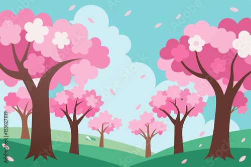 Serene Springtime A Breathtaking View of Cherry Blossoms in Full Bloom