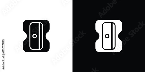 Black and White Pencil Sharpener Icon Set, Two Opposing Color Variations