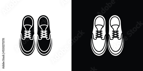 Black and White Shoe Art Pair of Laced Shoes in Inverted Colors