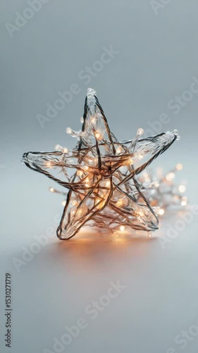 Decorative Star Shaped LED Fairy Lights on a Soft Gray Background for Cozy Ambiance and Festive Decor