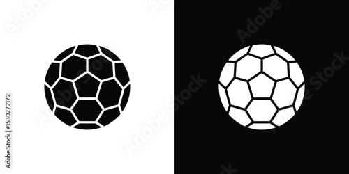 Black and White Soccer Ball Icon Set, Isolated on Contrasting Backgrounds