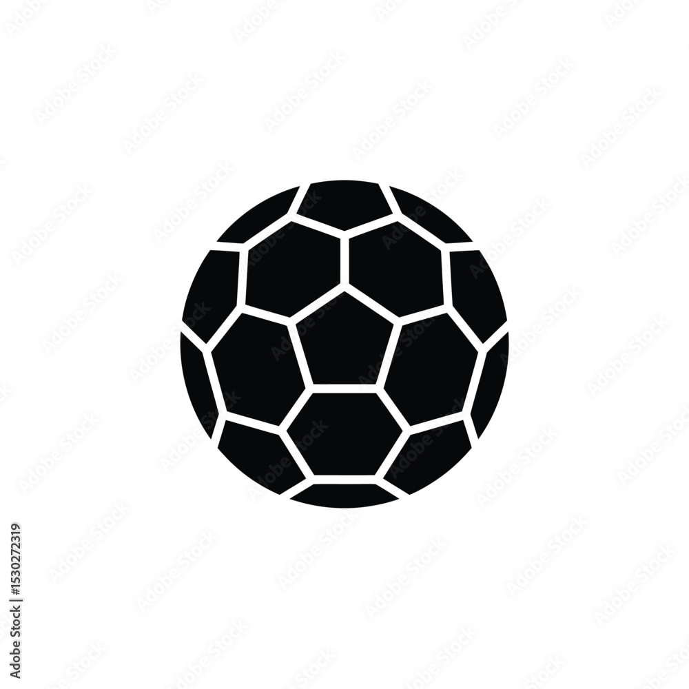 Fototapeta premium Black and White Soccer Ball Icon with Pentagons and Hexagons for Sports Design