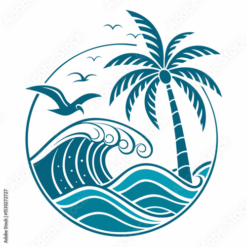 Vector illustration of a tropical island image free online.