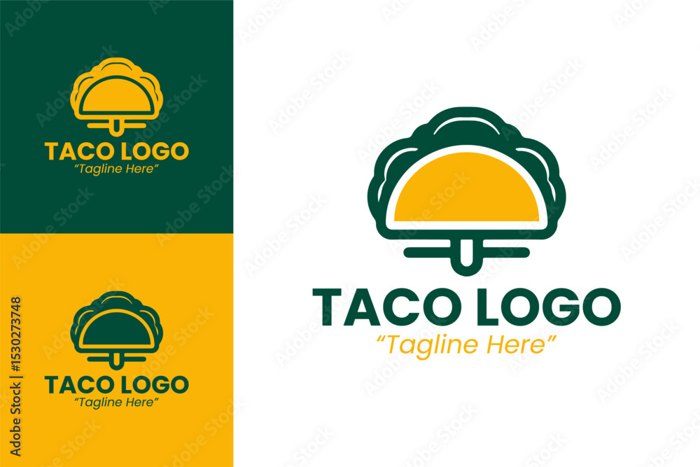 Fototapeta premium Vibrant Taco Logo in Yellow and Green for Taco Stand and Restaurant Branding