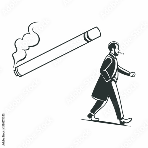 Vector illustration of a man smoking cigarette.