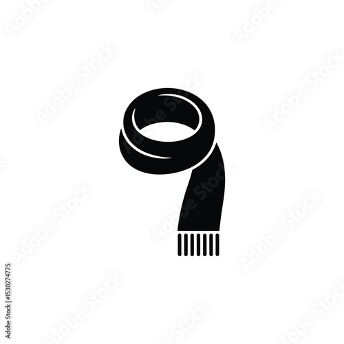 Black Scarf Icon Silhouette Winter Accessory Symbol for Apparel Design