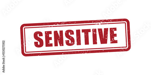 Red Sensitive Grunge Stamp On White