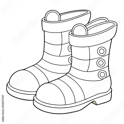 Printable winter boots at doorstep design outline