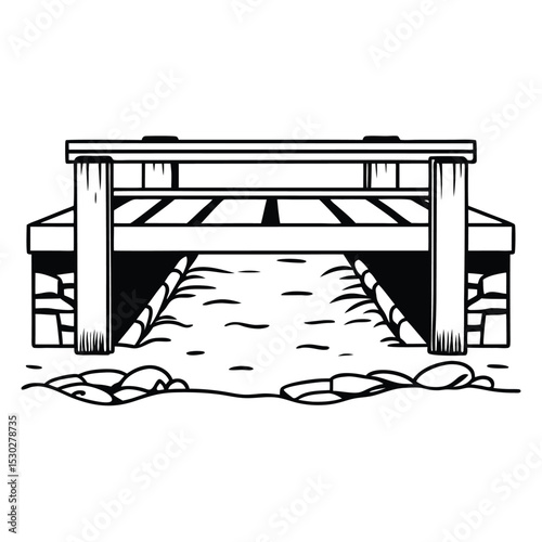 Damaged bridge vector design with missing sections