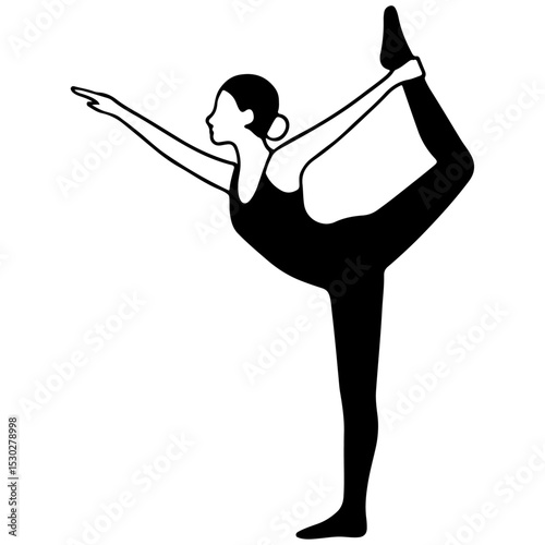 Minimal Line Art of Tree Pose – Balance and Stability Concept