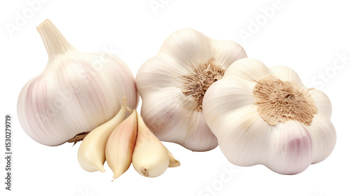 Fresh Garlic Bulbs Closeup Studio Shot Food Photography