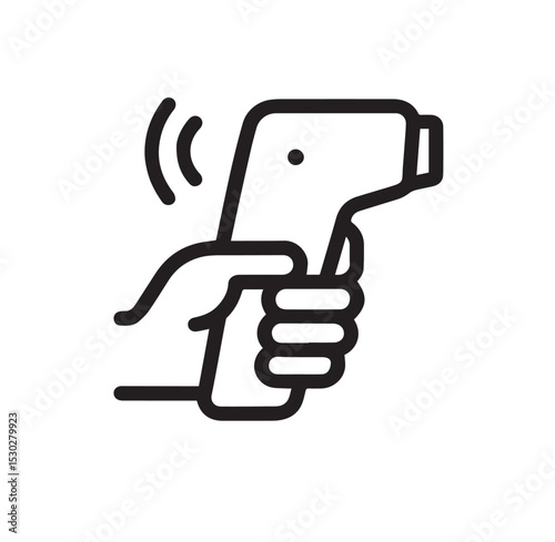  Infrared Thermometer Gun Icon – Minimalist Line Art of Handheld Temperature Scanner