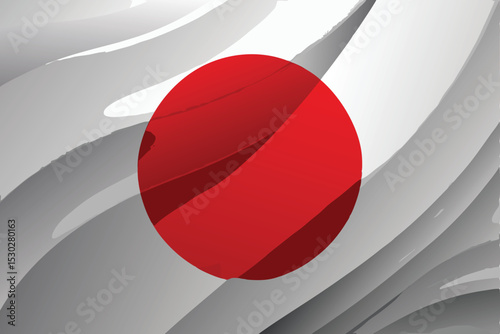 This stylized image depicts the Japanese flag, featuring a vibrant red circle on a white background.