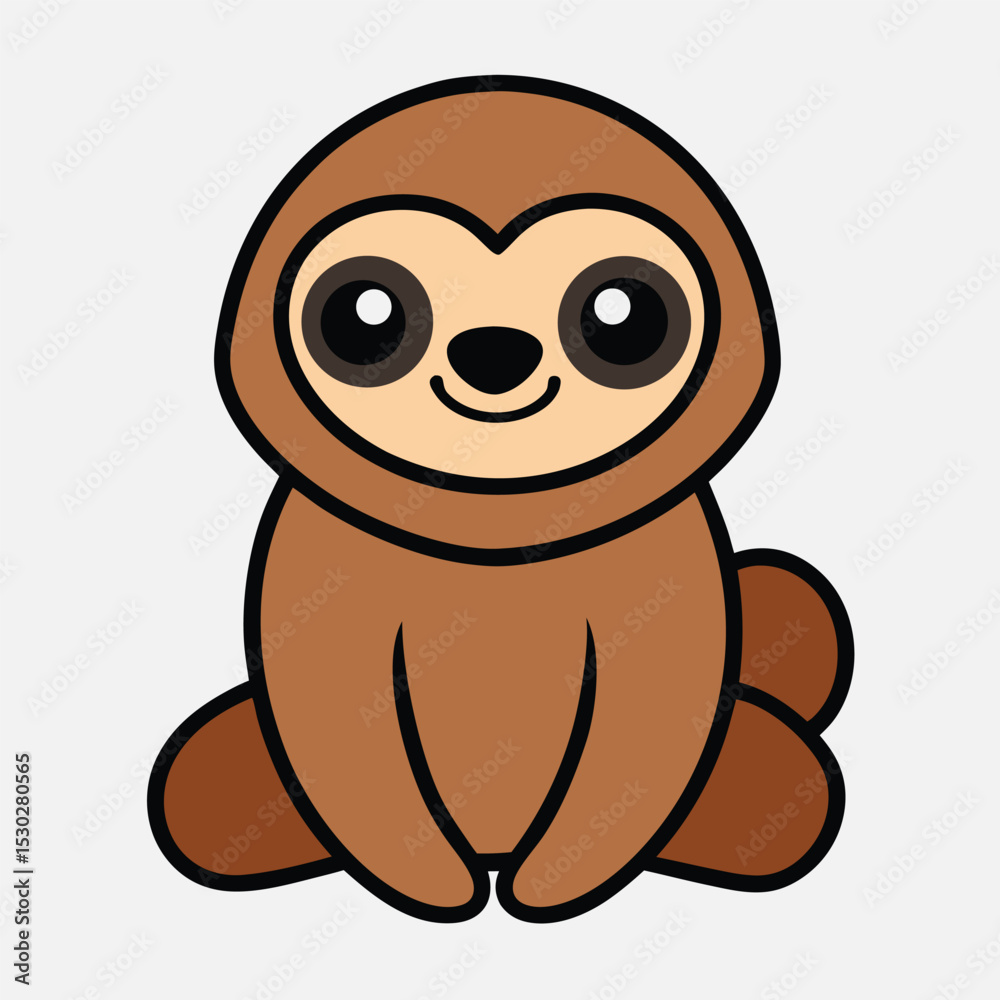 Obraz premium Smiling cartoon sloth illustration vector graphic
