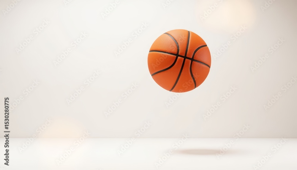 Fototapeta premium Classic basketball with textured surface floating against white background 