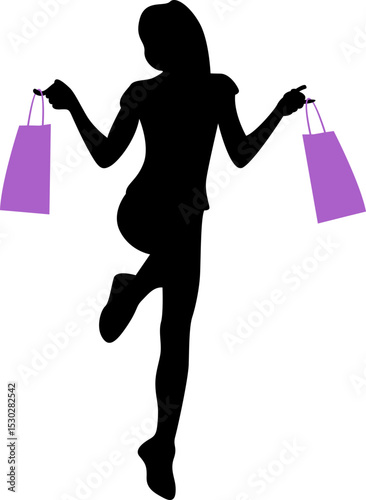 Shopping Girl Sillhouette Element