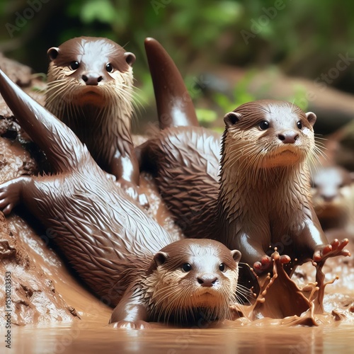 Otter showing their playful nature
