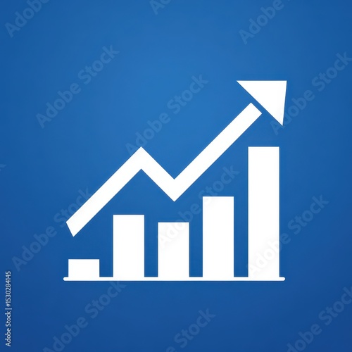 White graph chart icon showing upward trend on a blue background