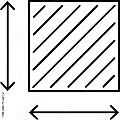 Flat surface measuring symbol with M2 sign. Square meter icon representing land, real estate, room, or house size. Clean linear vector design.