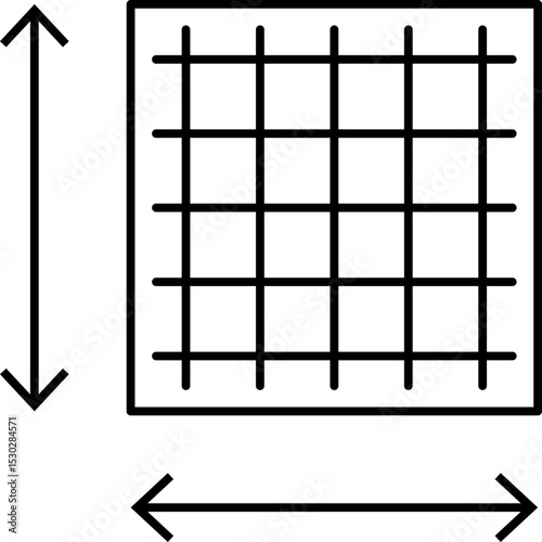 Real estate square feet icon with FT2 symbol. Flat area or space dimension in square feet. Clean linear vector design for property size.