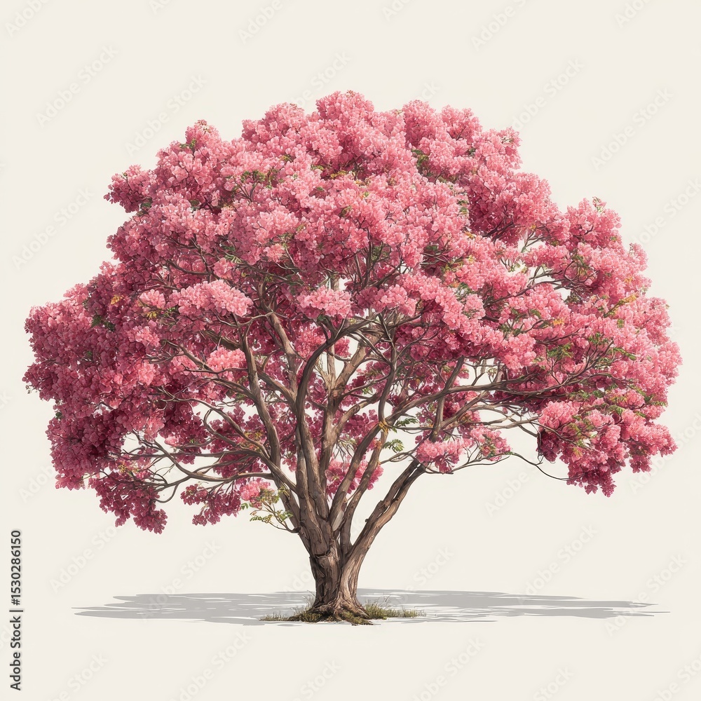 Fototapeta premium Pink flowering tree, full bloom