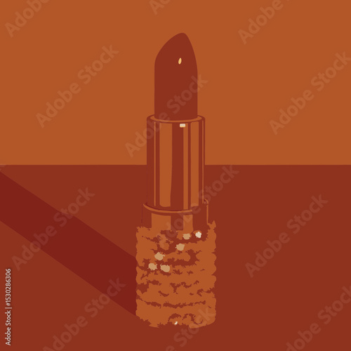 Illustration of a single lipstick tube in shades of brown