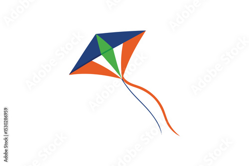 Indian kite flying with flag colors vector art illustration