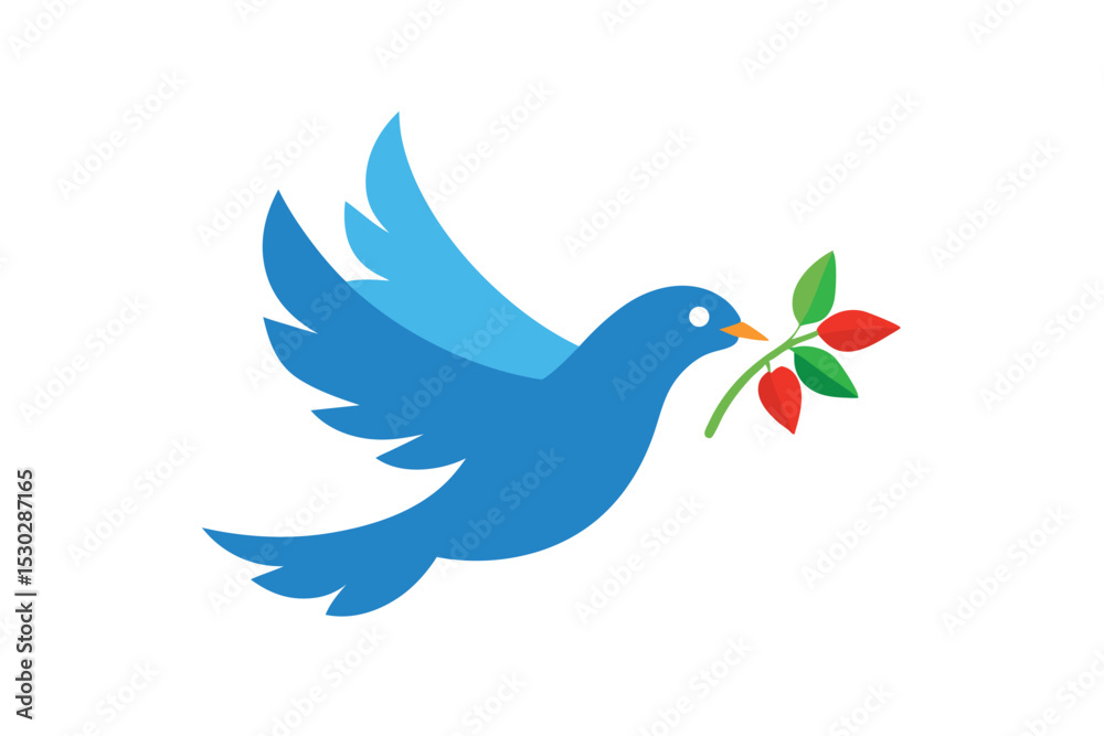 Fototapeta premium Patriotic dove and olive branch vector art illustration