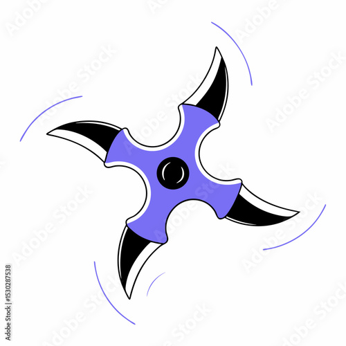 Illustration of a purple and black ninja star spinning fast