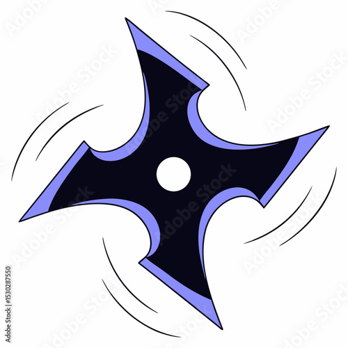 Rotating ninja star with motion lines and purple outline