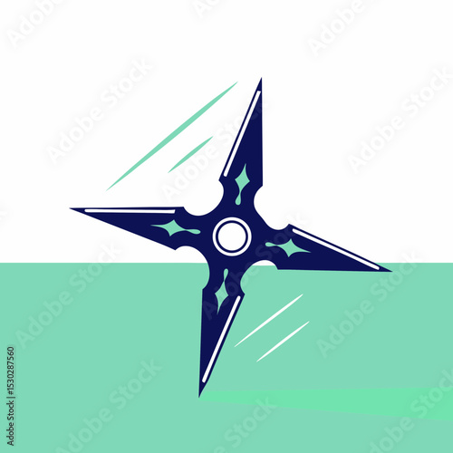 Illustration of a dark blue shuriken with motion lines