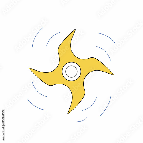 Illustration of a yellow shuriken with motion lines around