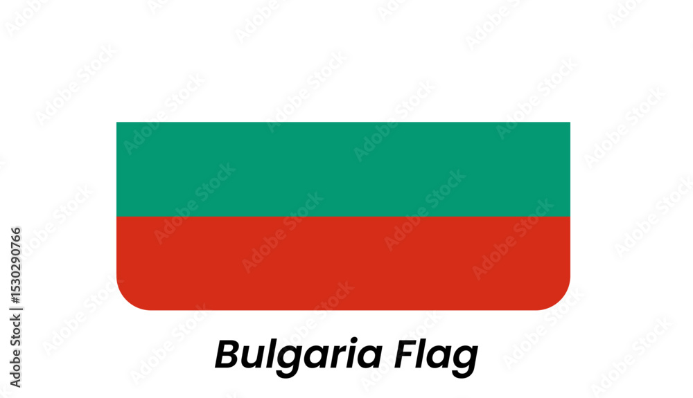 Bulgarian Flag: Rounded Rectangle Design, Teal and Red Stripes Bulgarian Flag: Rounded Rectangle Design, Teal and Red Stripes