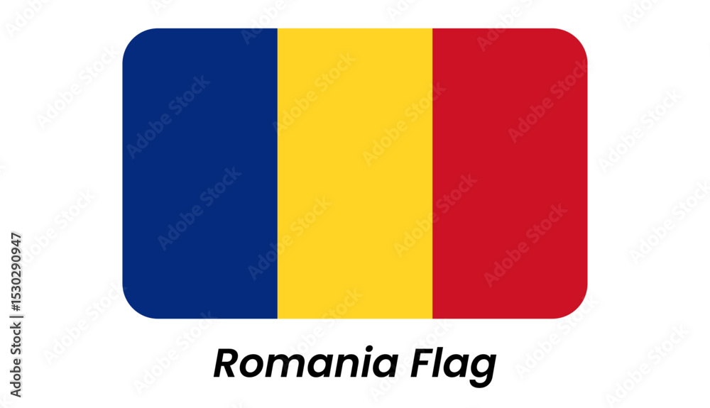 Fototapeta premium Romania National Flag: Vertical Tricolor, Blue, Yellow, Red
